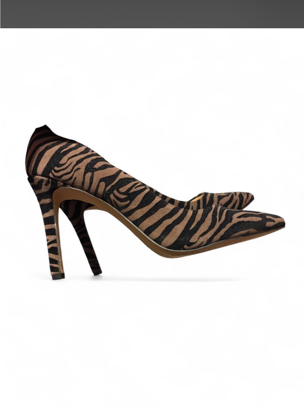 Vince Camuto Zebra-Print Pointed Toe Stiletto Pumps - Brown/Black